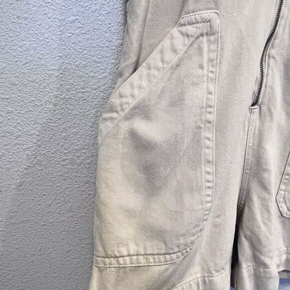 Everlane The Coverall Romper Size 14 Tan Short Sleeve Zip Front Utility Playsuit - Picture 7 of 11